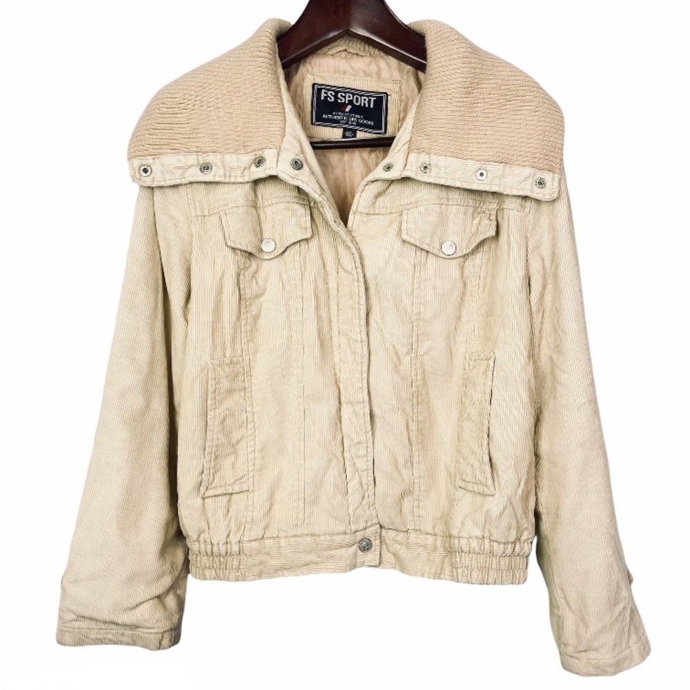 Vintage•Fleet Street•classic tan corduroy bomber jacket large